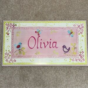 “Olivia” Pink Kids Name Plaque